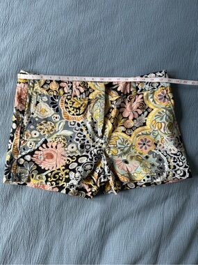 LOFT Paisley Floral Print Shorts - Black, Pink & Yellow